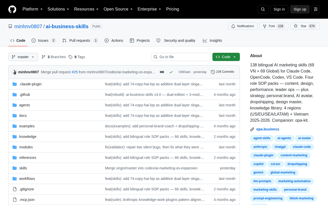 Screenshot of the AI Business Skills homepage