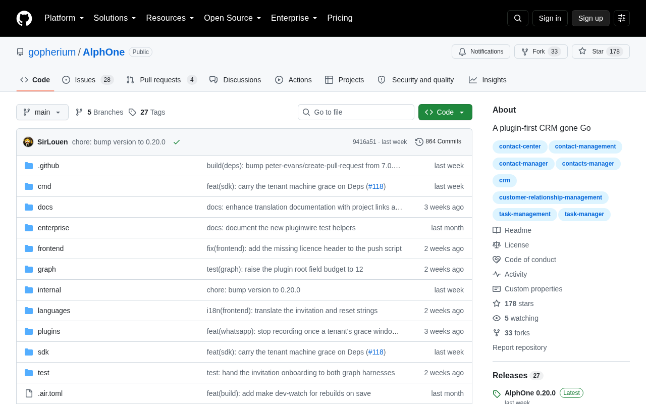 Screenshot of the AlphOne homepage