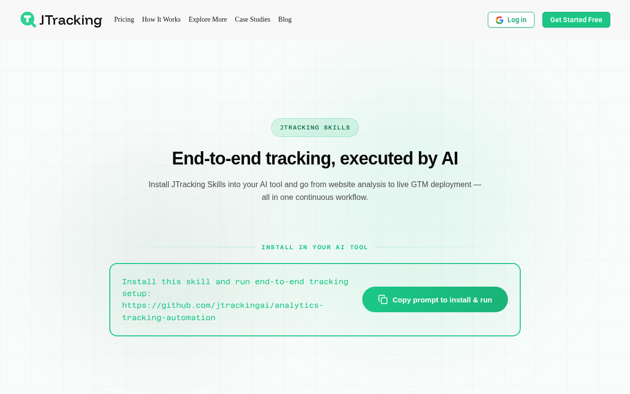 Screenshot of the Analytics Tracking Automation homepage