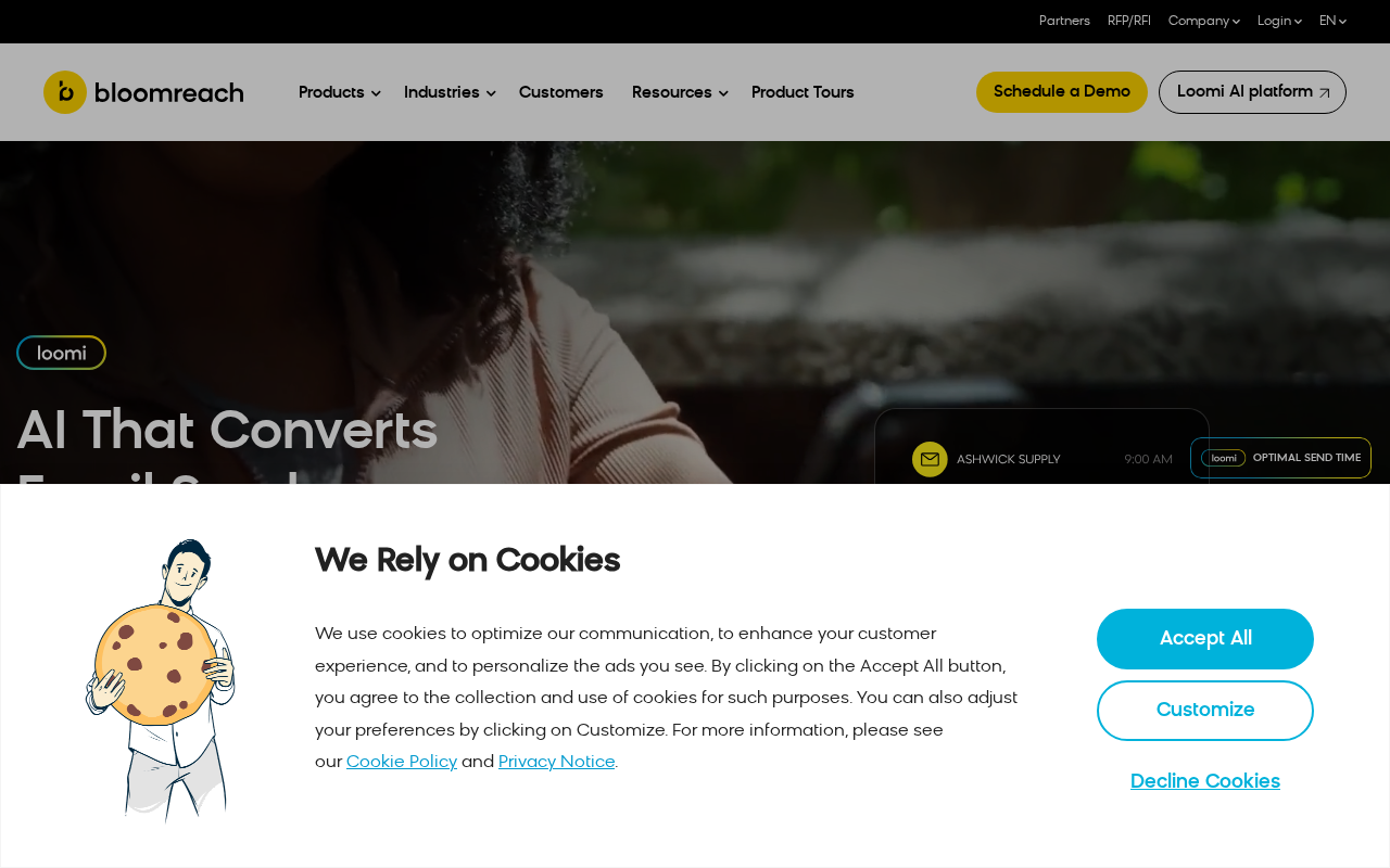 Screenshot of the Bloomreach homepage