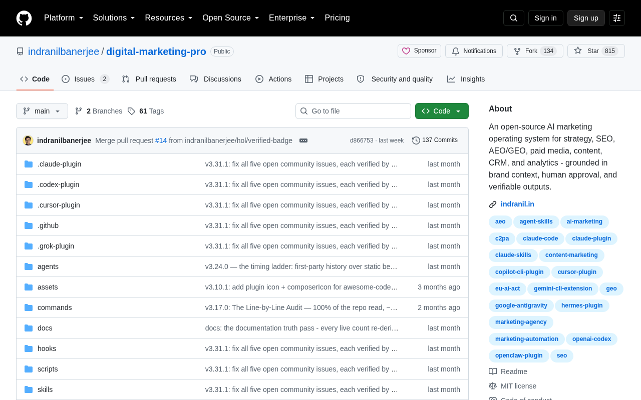 Screenshot of the Digital Marketing Pro homepage