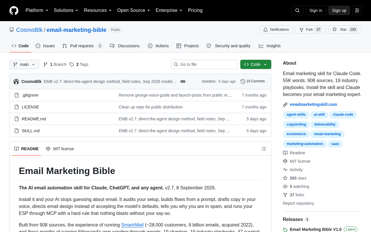Screenshot of the Email Marketing Bible homepage