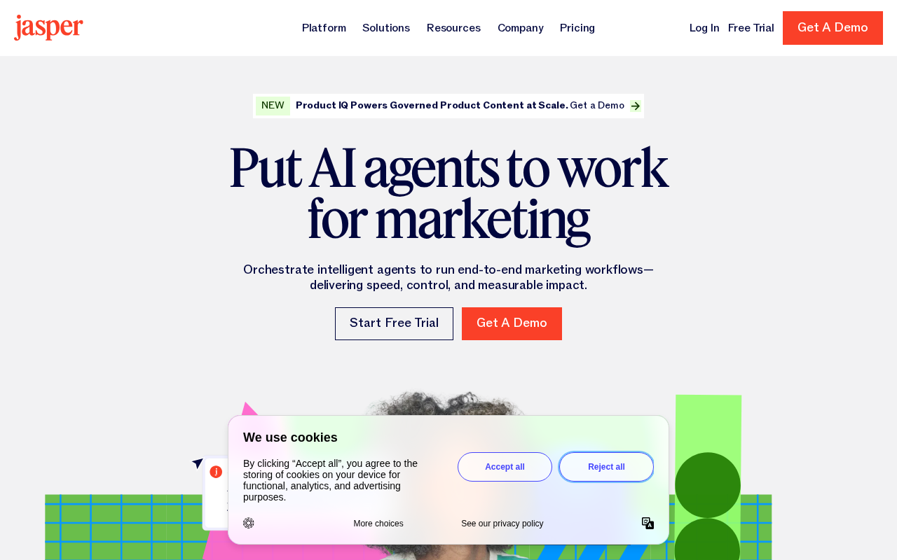 Screenshot of the Jasper homepage
