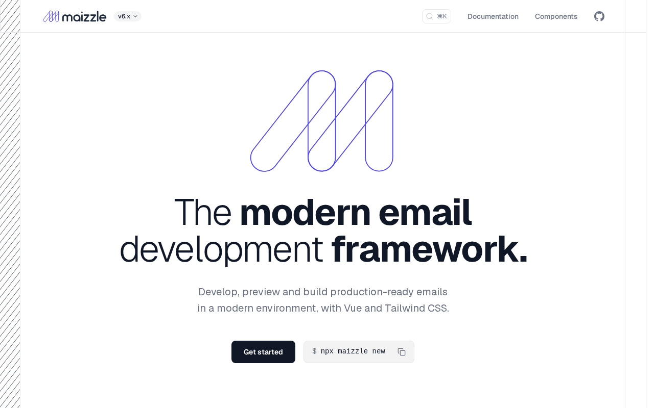 Screenshot of the Maizzle homepage