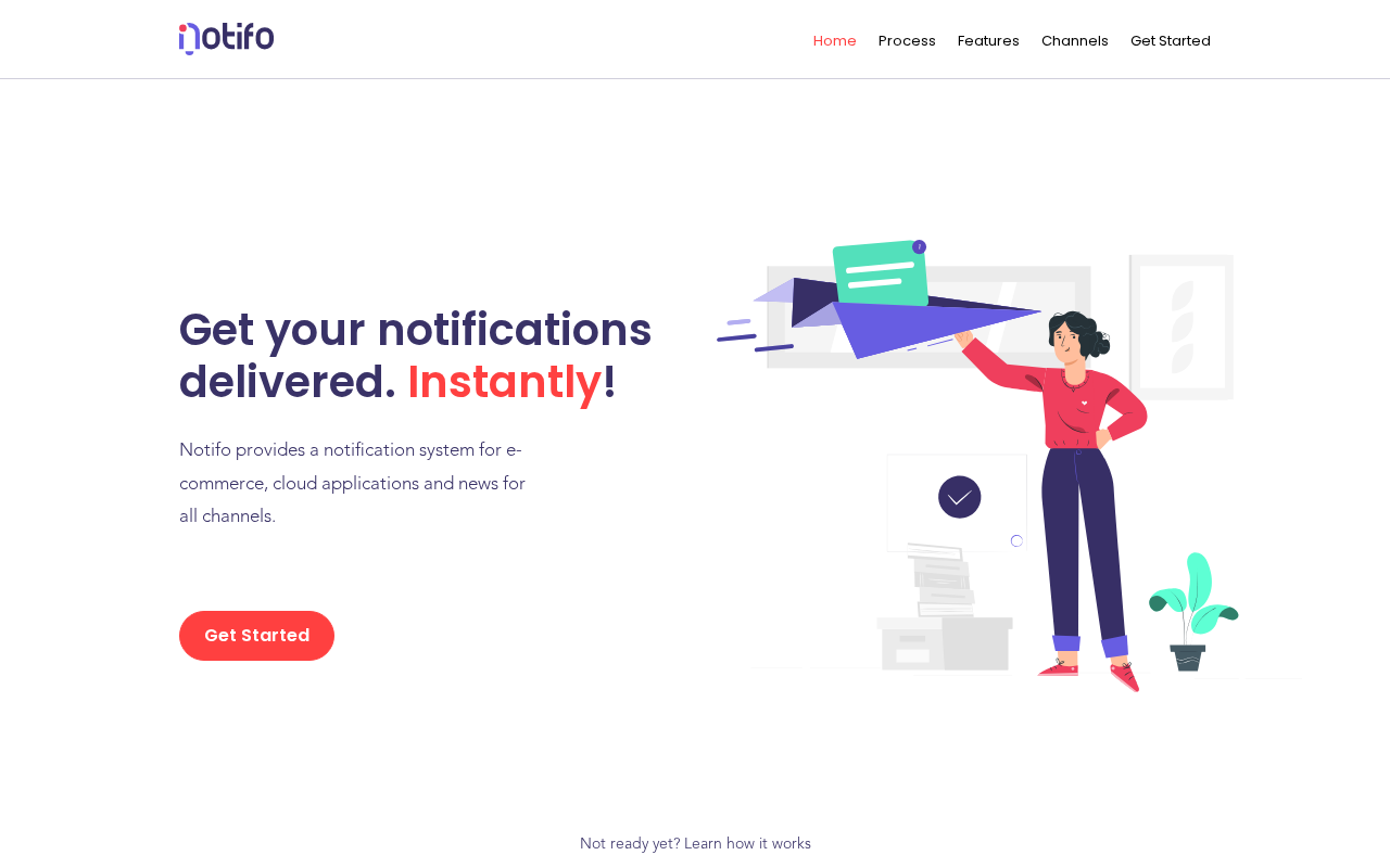 Screenshot of the Notifo homepage