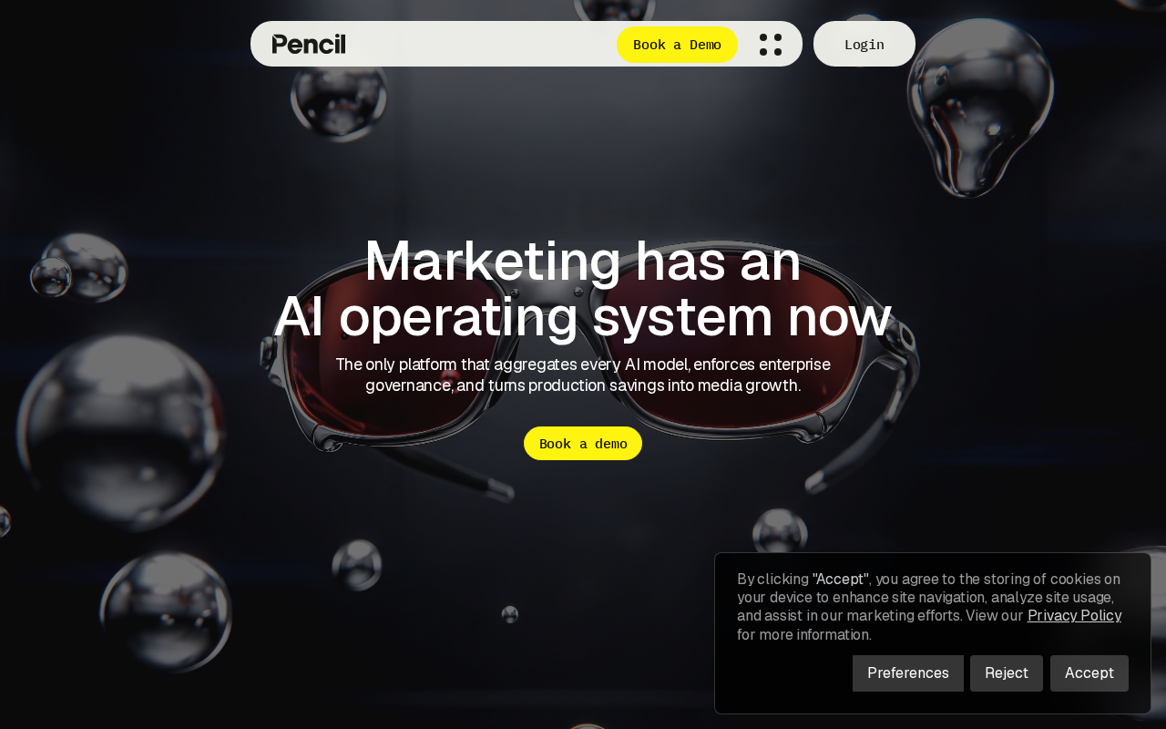 Screenshot of the Pencil homepage