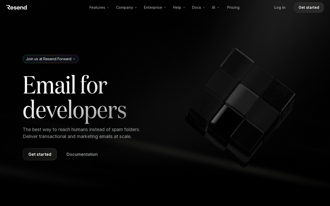 Screenshot of the Resend homepage