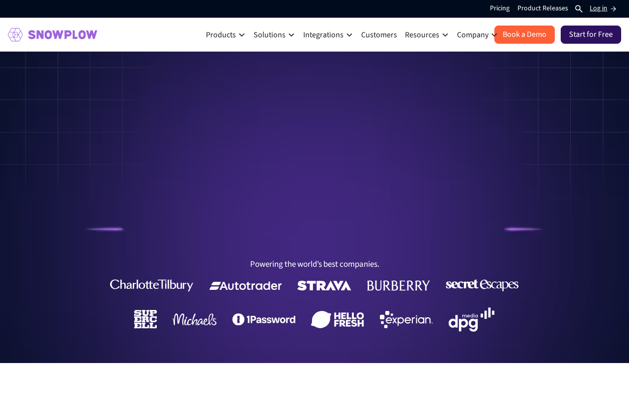 Screenshot of the Snowplow homepage